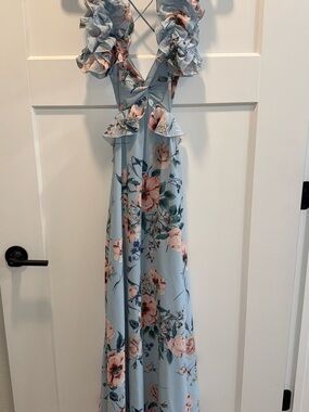 Petal & Pup Light Blue Floral Ruffle Wedding Dress